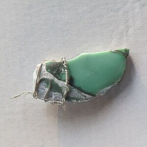 925 Chrysoprase (green snowy owl by Fairygodmother) pendant